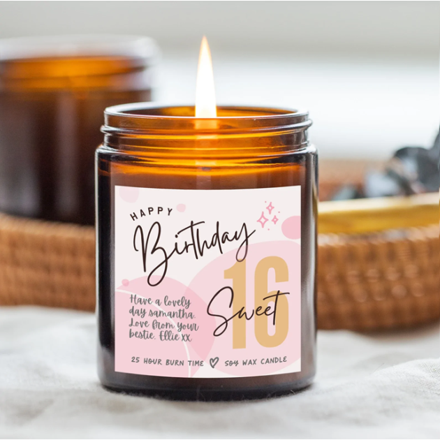 Hampers and Gifts to the UK - Send the Personalised Sweet Sixteen Candle